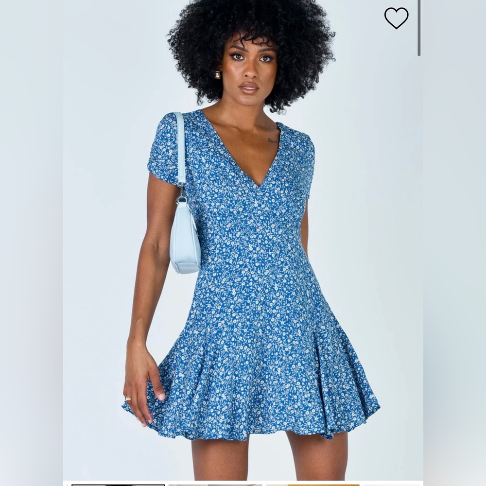 Princess Polly Blue Floral Mini Dress. Size US 10